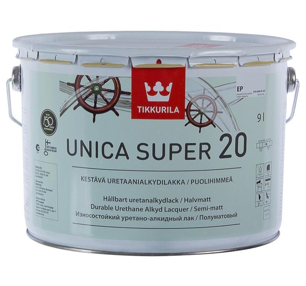 Лак полуматовый Tikkurila Unica Super ЕР 9 л